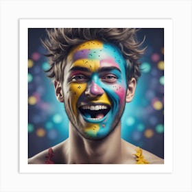 Young Man With Colorful Face Paint Art Print