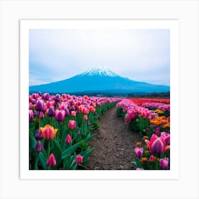 Tulip Field With Mount Fuji Art Print