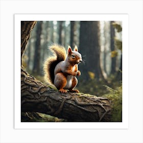 Squirrel In The Forest 86 Art Print