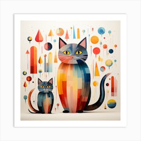 Abstract Cats 2 Art Print