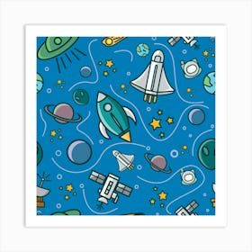 Spaceships And Planets Art Print