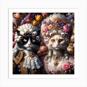 Victorian Cats 2 Art Print