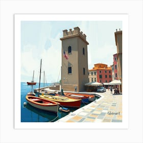 Boats In Port Art Print