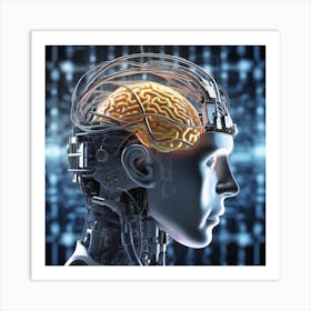 Human Brain With Artificial Intelligence 21 Art Print