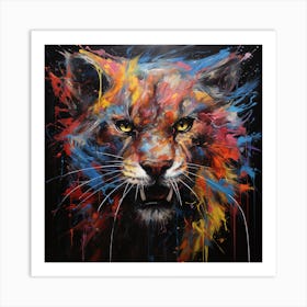 Abstract Fierce Lion Puma Art Print