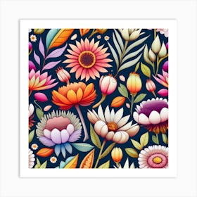 Floral Seamless Pattern Art Print