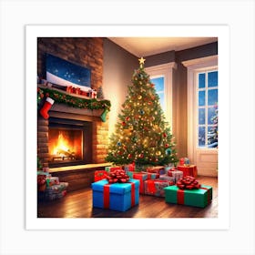 Christmas Tree In The Living Room 98 Art Print