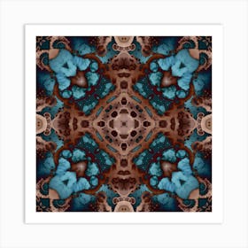 Abstract Kaleidoscope Blue Glow 1 Art Print