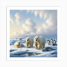 Arctic wildlife and serene sky 1 Art Print