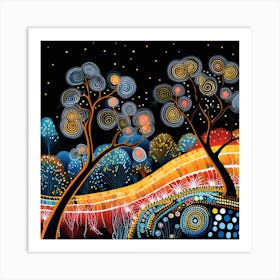 Aboriginal Art Black 4 Art Print