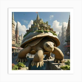 City On The Giant Turtle Art Print