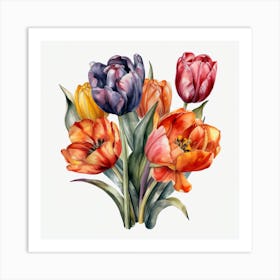 Watercolor Tulips 6 Art Print