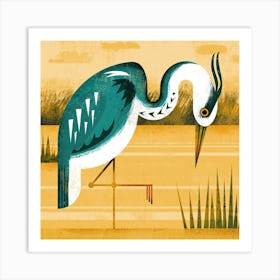 Heron Square Art Print