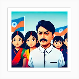 Illustration Of A Indian Family Art Print