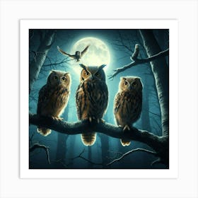 Owls In The Forest Art Print