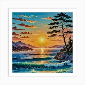 Sunset At The Beach 5 Art Print