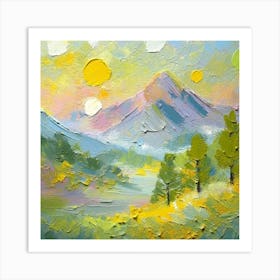 Firefly An Illustration Of A Beautiful Majestic Cinematic Tranquil Mountain Landscape In Neutral Col (10) Art Print