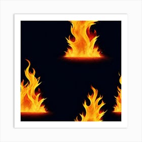 Flames On Black Background 54 Art Print