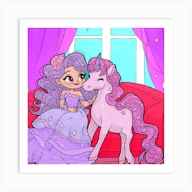 Princess And Unicorn Art Print