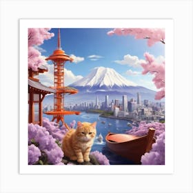 Japanese Cat Art Print