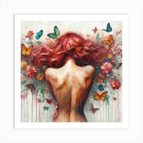 Watercolor Butterfly Woman Body #6 Art Print