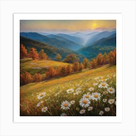 Appalachian Mountains Nature, Autumn Antique Oil Colors.7 Art Print