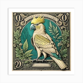 cuckatoo bird on banknote poster art print Art Print