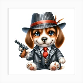 OGB~ Original Ganster Beagle In A Suit~Reimagined Art Print