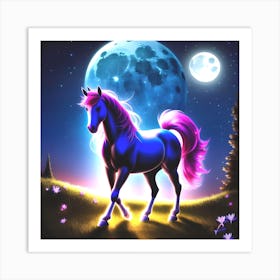 Horse In The Moonlight Art Print