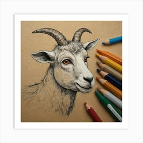 Goat Drawing 17 Art Print