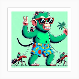 Monkeys And Ants Art Print