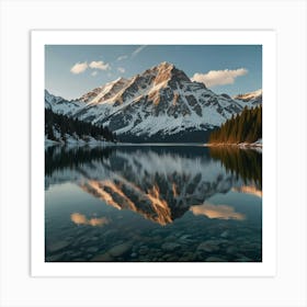 Mountain Reflected In A Lake Art Print