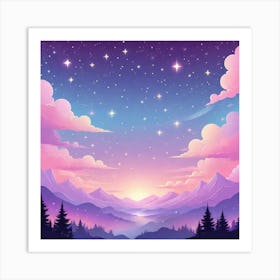 Sky With Twinkling Stars In Pastel Colors Square Composition 101 Art Print