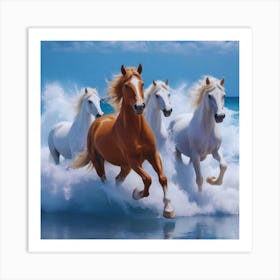 Horses On The Beach Art Print