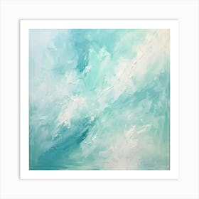 Abstract Oil Painting Art Using Soft Pastel Tones With Shades Of Pale Blue And Mint Green 1 Art Print