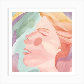 Watercolor Of A Woman'S Face Art Print