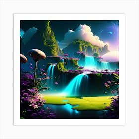 Waterfall In The Forest Art Print