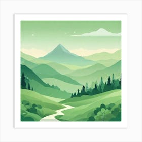 Misty mountains background in green tone 13 Art Print