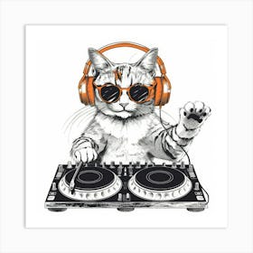 Cat Dj 2 Art Print