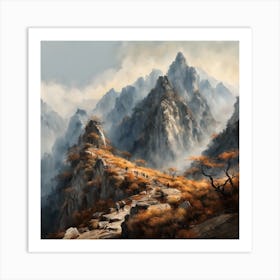 Chinese Mountains Landscape Painting (65) Art Print