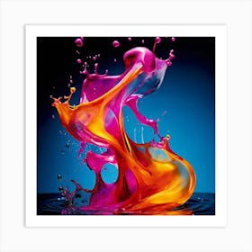 Fresh Colors Liquid 3d Design Spark Hot Palette Shapes Dynamism Vibrant Flowing Molten (3) Art Print