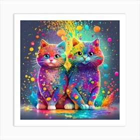 Colorful Cats Art Print