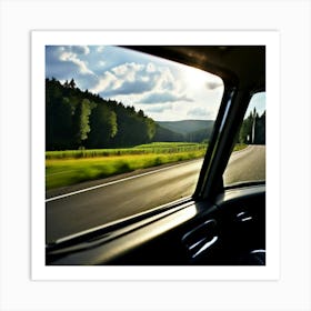 Move Drive Car Countryside Speed Mirror View Window Rear Asphalt Transport Driving Heave (5) Art Print