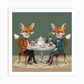 Fancy Foxes Tea Party Print Art And Wall Art Art Print