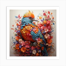 Bird With Flowers 1 Art Print