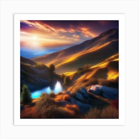 Sunset In The Mountains 54 Art Print