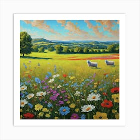 Sheep In A Meadow 1 Art Print