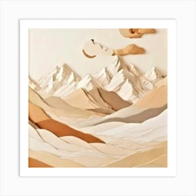 Paper Art mountain-range beige Art Print