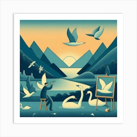 Swans Art Print