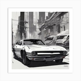 Black On White Car Vector Acrylic Painting Trending On Pixiv Fanbox Palette Knife And Brush Strok (13) Art Print